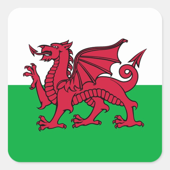 Wales Dragon Square Sticker (Front)