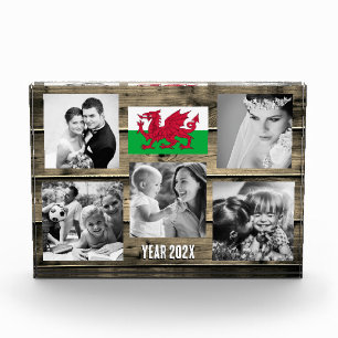Wales family photo block,  Welsh flag,  Cymru wood