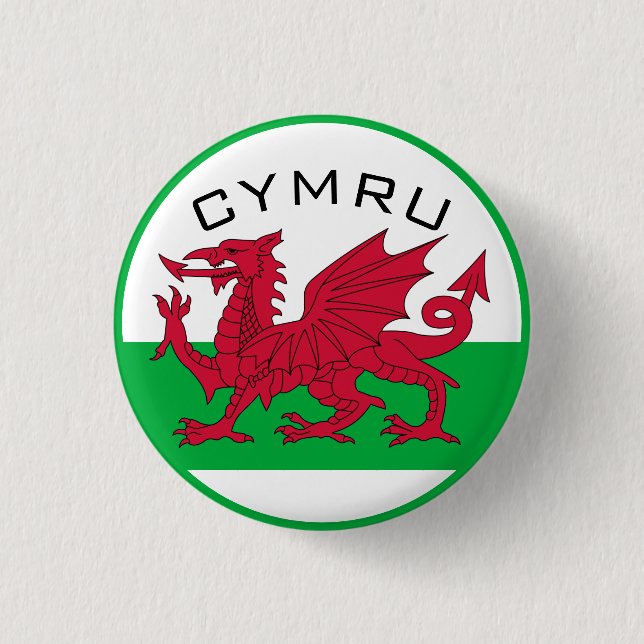 wales flag 1 inch round button (Front)
