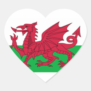 wales flag heart sticker