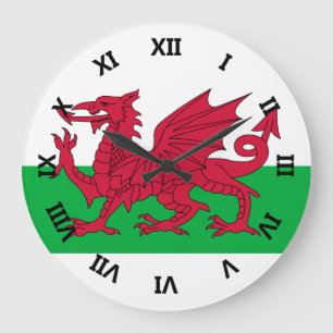 wales flag large clock