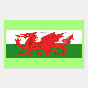 WALES: Flag of Wales with text "Wales" Sticker
