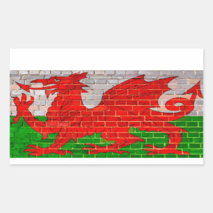 Wales flag on a brick wall sticker