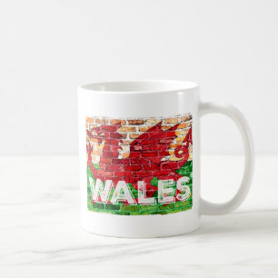 Wales Flag on Brick Coffee Mug