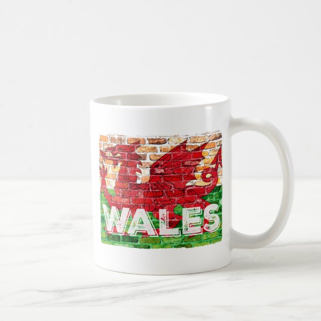 Wales Flag on Brick Coffee Mug (Right)