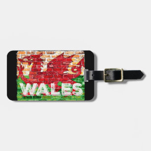 Wales Flag on Brick Luggage Tag