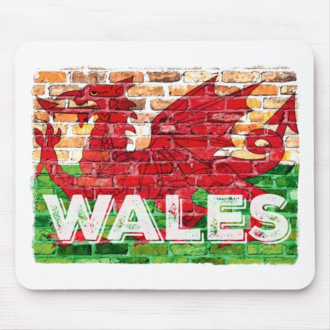 Wales Flag on Brick Mouse Pad (Front)