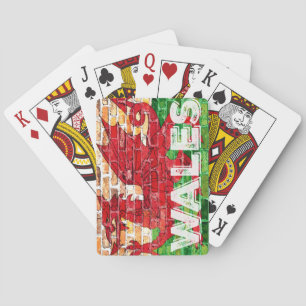 Wales Flag on Brick Playing Cards