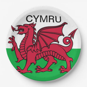 Wales Flag Red dragon Cymru Welsh Party Paper Plate