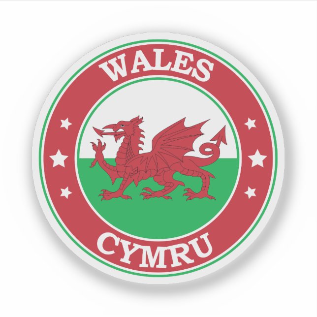 Wales Flag Round Circle Emblem (Front)