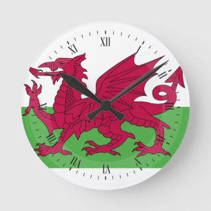 Wales Flag Round Clock