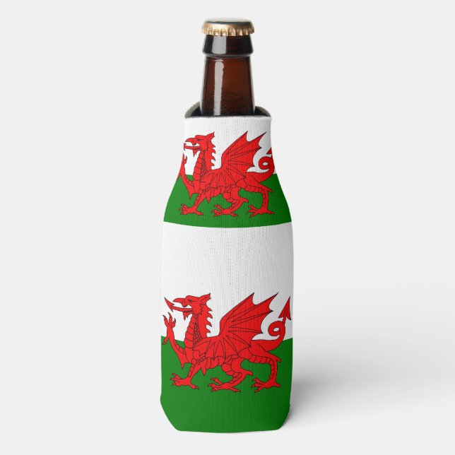  Wales flag Welsh red dragon Bottle Cooler (Bottle Front)