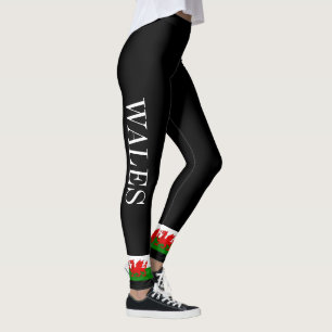 Wales flag Welsh red dragon Leggings