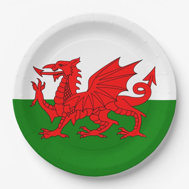  Wales flag Welsh red dragon Paper Plate (Front)