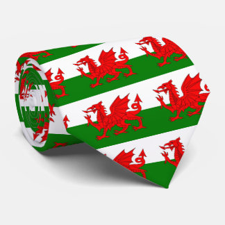 Wales flag Welsh red dragon Tie