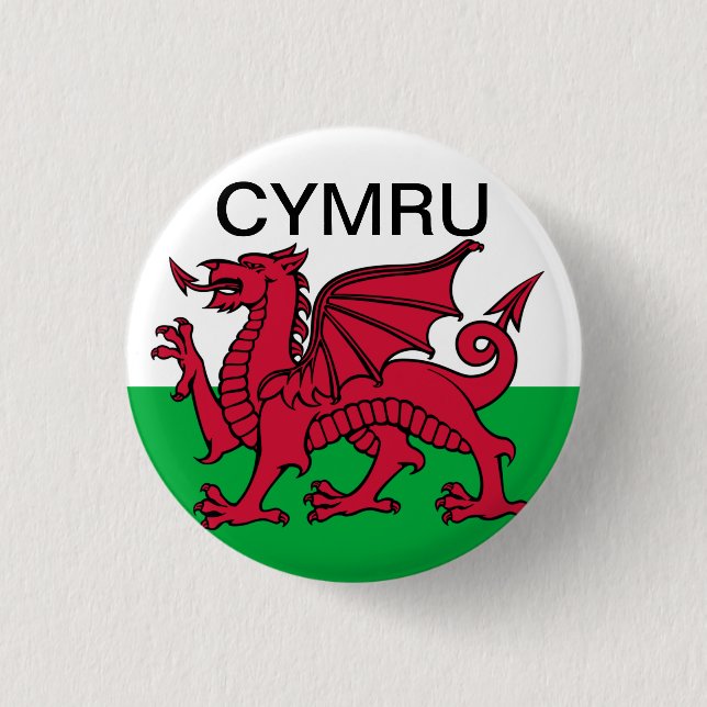 Wales Flag World Cup 2022 Red dragon Cymru  1 Inch Round Button (Front)