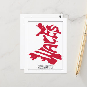 Wales For Ever Country Outline Map Custom Text Postcard