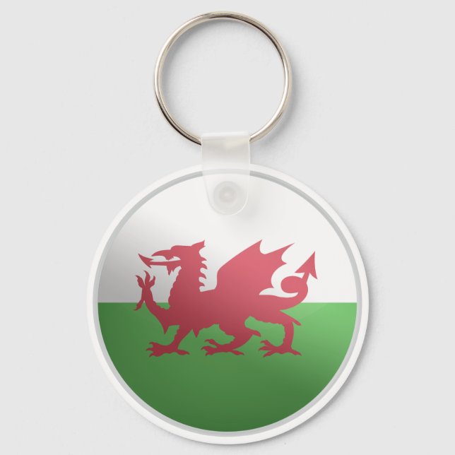 Wales Glossy Circle Flag Keychain (Front)