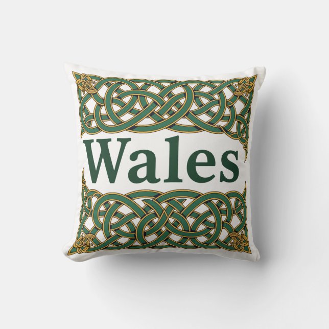 Wales Heraldic Celtic Knotwork Throw Pillow (Front)