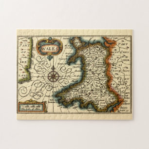 Wales - Historic Old Antiquarian British Atlas Map Jigsaw Puzzle