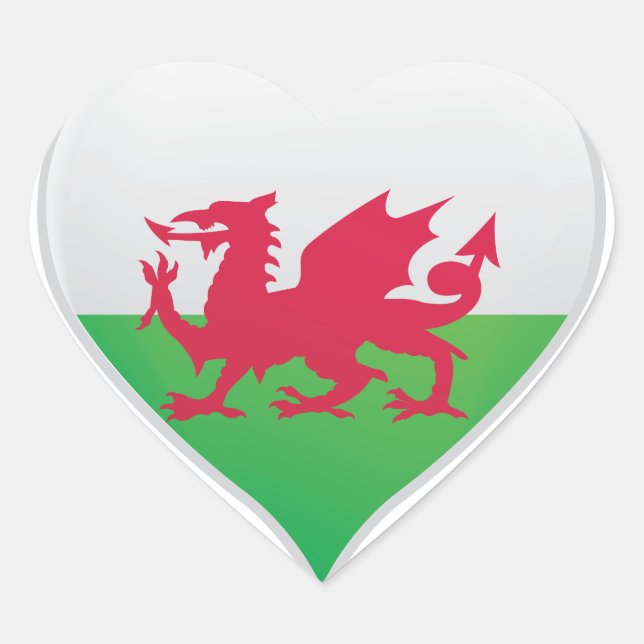 Wales love flag pride heart sticker (Front)