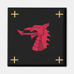Wales Magnet - Welsh Dragon & Gold Crosses