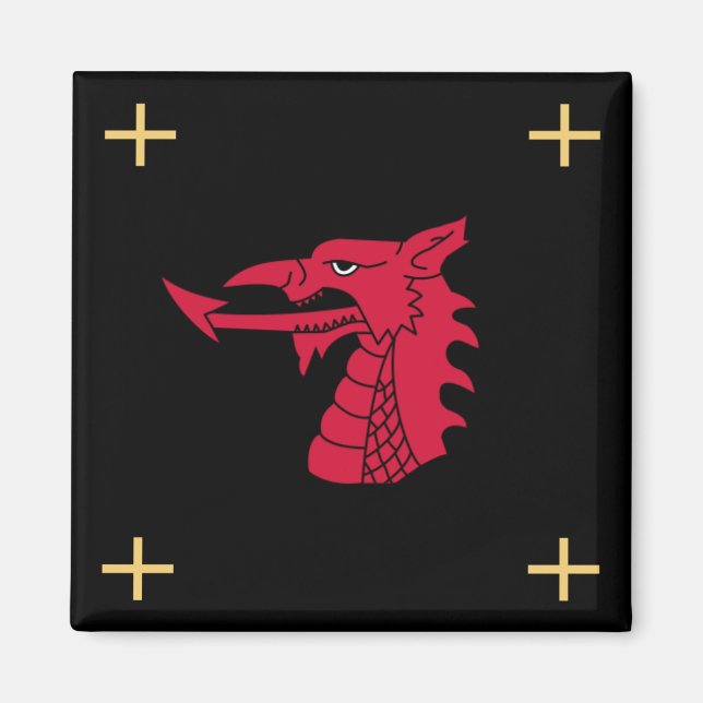 Wales Magnet - Welsh Dragon & Gold Crosses (Front)