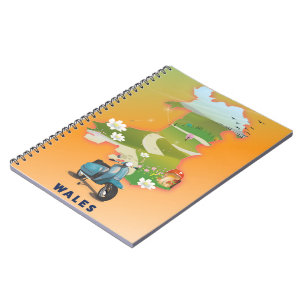 Wales map vintage travel poster notebook