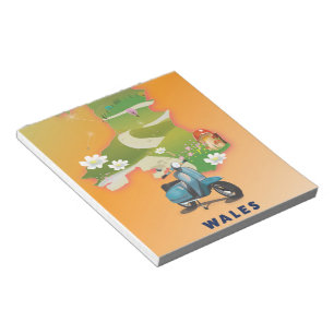 Wales map vintage travel poster notepad