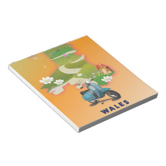 Wales map vintage travel poster notepad