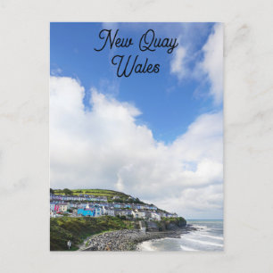 Wales New Quay Welsh Beach Coast Travel Postcard
