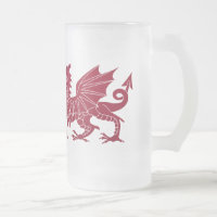 Wales Red Medieval Dragon Glass Beer Mug
