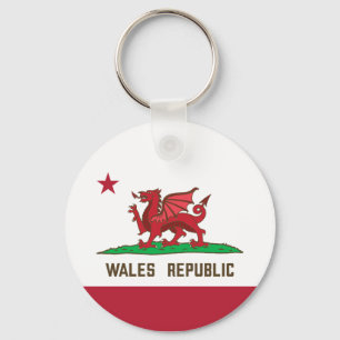 Wales Republic Dragon Flag Welsh Pride Keychain