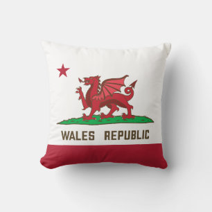 Wales Republic Dragon Flag Welsh Pride Throw Pillow