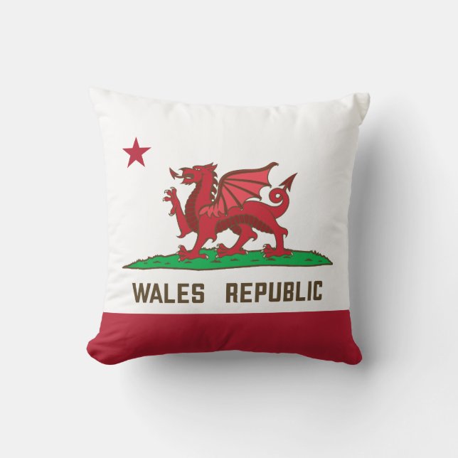 Wales Republic Dragon Flag Welsh Pride Throw Pillow (Front)