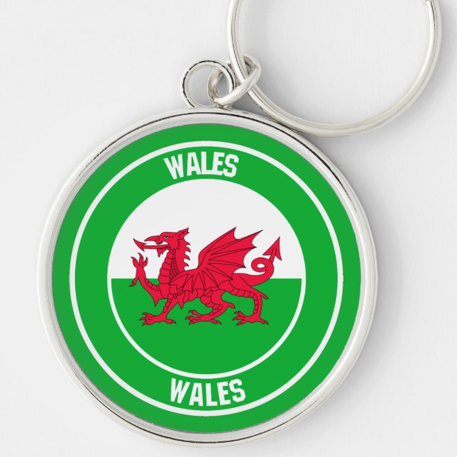 Wales Round Emblem Keychain (Front)