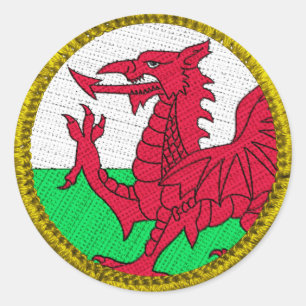 Wales Round Patch Gold Classic Round Sticker