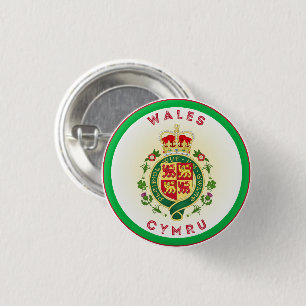 Wales Royal Badge Circle Shape 1 Inch Round Button