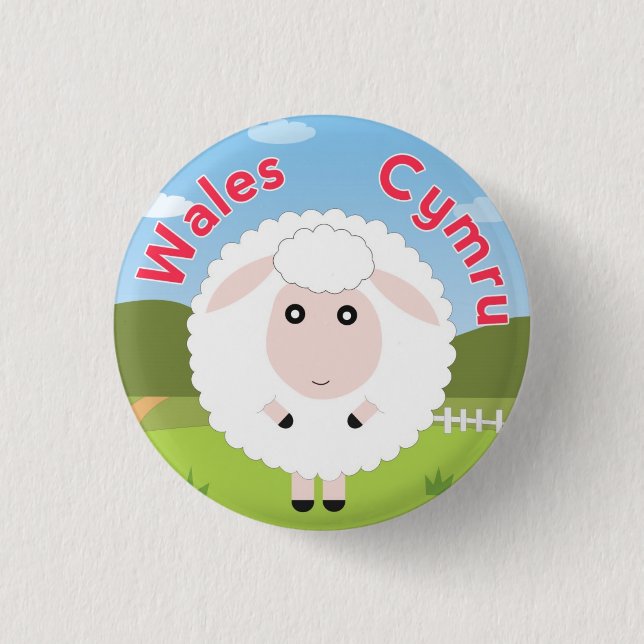 Wales Sheep Pin Button Badge (Front)