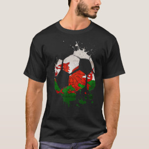 Wales Soccer Graphic Wales Flag Football Sports T-Shirt