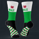 Wales Socks, Welsh flag colours, Cymru / sports Socks<br><div class="desc">Socks: Patriotic Wales socks featuring colours of Welsh Flag in fashion styling (Cymru) - love my country,  fathers day,  holiday,  national patriots / sports fan</div>