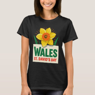 Wales St Davids Day Daffodil Design T-Shirt