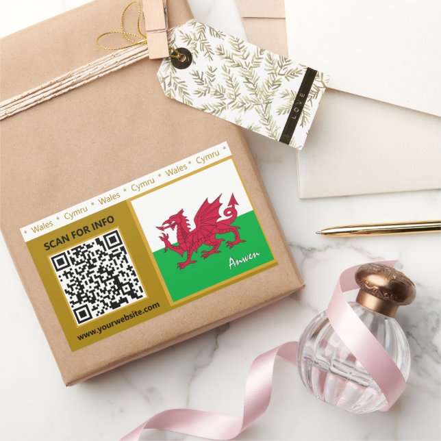 Wales Stickers, Modern QR Code, Welsh Flag Sticker (Gifting)