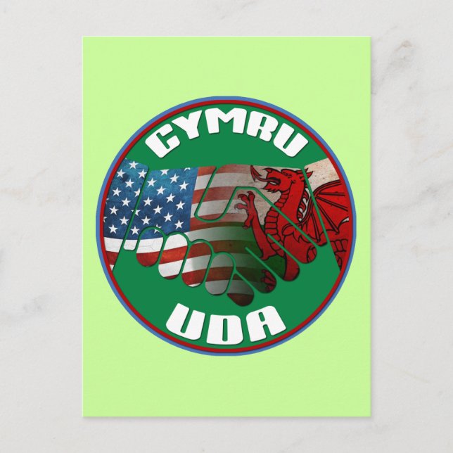 Wales USA Friendship (Welsh text) Postcard (Front)