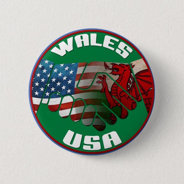 Wales USA Handshake Button (Front)