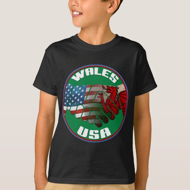 Wales USA Welsh American Kids' T-Shirt (Front)