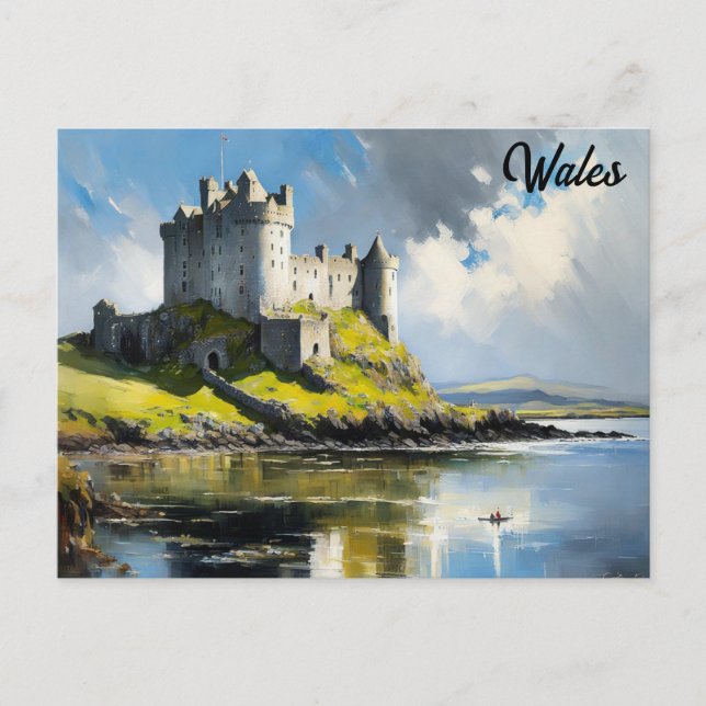Wales Welsh Castle Watercolor Travel Postcard (Front)