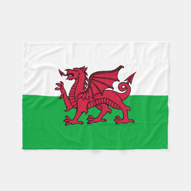 Wales Welsh Dragon Flag Fleece Blanket (Front (Horizontal))