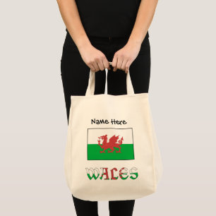 Wales Welsh Flag Black Personalization Tote Bag