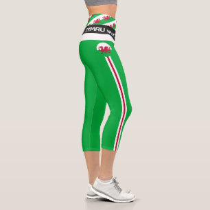 Wales & Welsh Flag fashion CYMRU, Fitness, Sports Capri Leggings